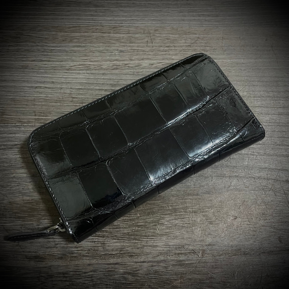 希少　リアルクロコダイル　シャイニング　ワニ革　長財布　ロゴ刻印　黒　ブラック 新品 クロコダイル長財布 希少 コブ有 メンズ クロコ財布 ワニ革
