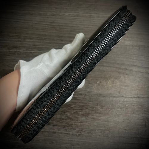 高級 シャイニング クロコダイル 長財布 証明書付 一枚革 牛革 ワニ革  