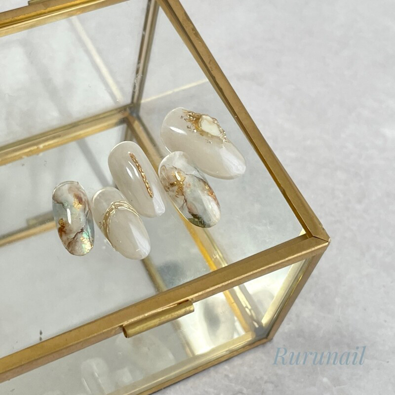 ネイルチップ/天然石/スモーキー/ミラー/ニュアンス/565