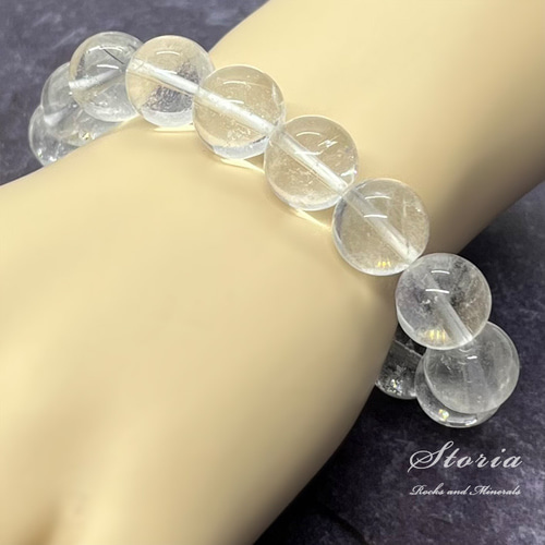 パキスタン スカルドゥ産 手磨き煙水晶ブレスレット16cm+ 14mm 身の回りの氣を浄化 8mm ヒマラヤ水晶（スカルドゥ産