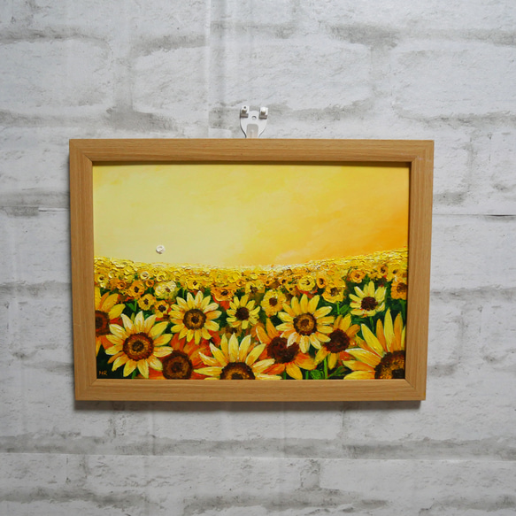 可愛いクリスマスツリーやギフトが！ 絵画 油絵 【夕日のひまわり畑】 14272407 通販 HR 絵画 絵画