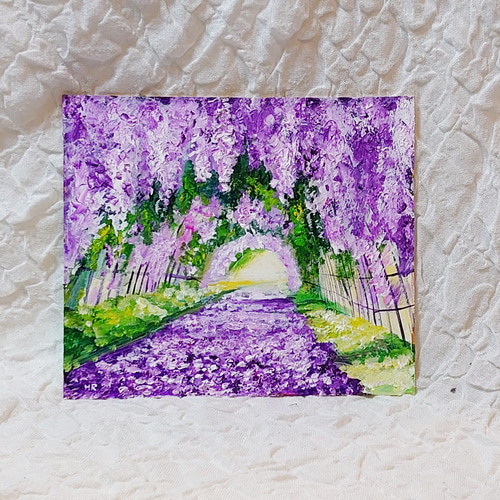 油絵 絵画 【藤のトンネル】 油絵 絵画 【藤のトンネル】