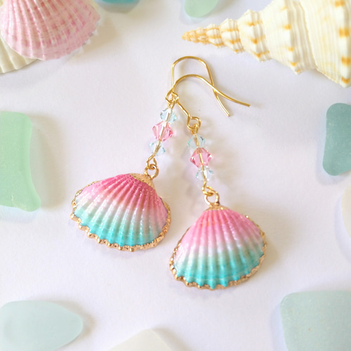 アメジスト Gemstone グラデーション ピアス ハワイ BellaAnela アメジスト パープル グラデーション ピアス ハワイ BellaAnela