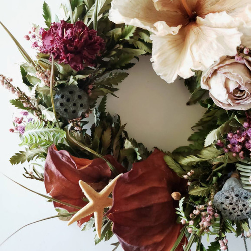 ドライフラワー ～ハイビスカスのサマーリース～ リース はなさか