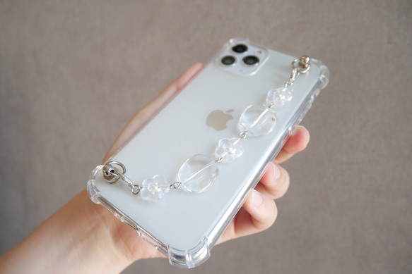 オーロララメフラワーのキーリングハンガー　スマホケース　iPhoneケース　全機種　スマホチェーン 5枚目の画像