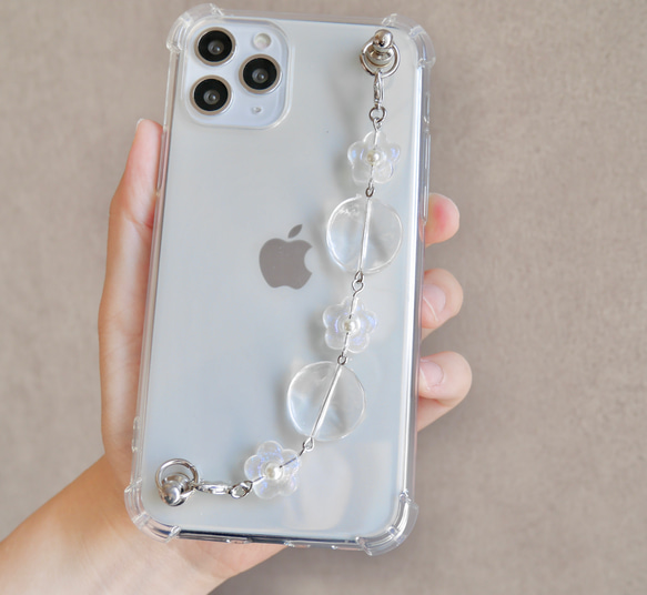 オーロララメフラワーのキーリングハンガー　スマホケース　iPhoneケース　全機種　スマホチェーン 4枚目の画像