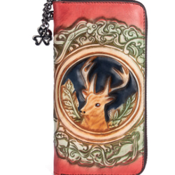 186民族鹿吉祥皮真皮男女長錢包帶內袋讓你的錢包井井有條 第2張的照片