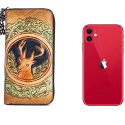 186民族鹿吉祥皮真皮男女長錢包帶內袋讓你的錢包井井有條 第5張的照片