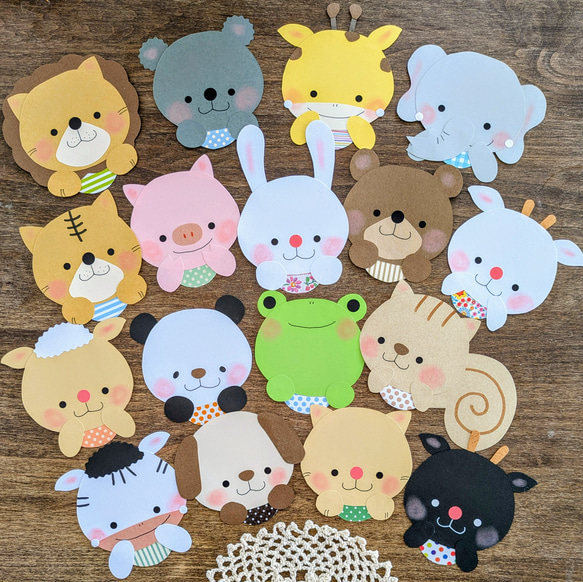どうぶつ17にん☻大きいサイズʕ•ﻌ•ʔฅ』壁面飾りʕ•ᴥ•ʔ受注制作