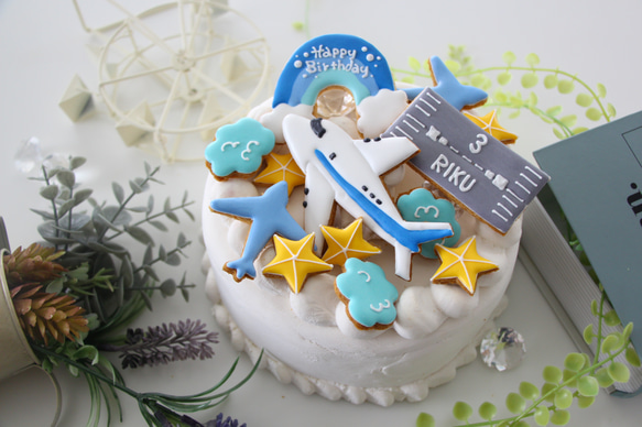 飛行機　【アイシングクッキー】　誕生日　男の子向け　オーダー　航空機　滑走路　空港　名入れギフト 9枚目の画像