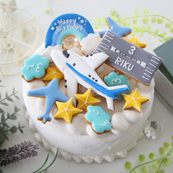 飛行機　【アイシングクッキー】　誕生日　男の子向け　オーダー　航空機　滑走路　空港　名入れギフト 8枚目の画像