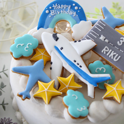 飛行機　【アイシングクッキー】　誕生日　男の子向け　オーダー　航空機　滑走路　空港　名入れギフト 10枚目の画像