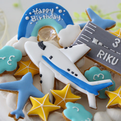 【アイシングクッキー】　飛行機　誕生日　男の子　乗り物　航空機　滑走路　空港 13枚目の画像