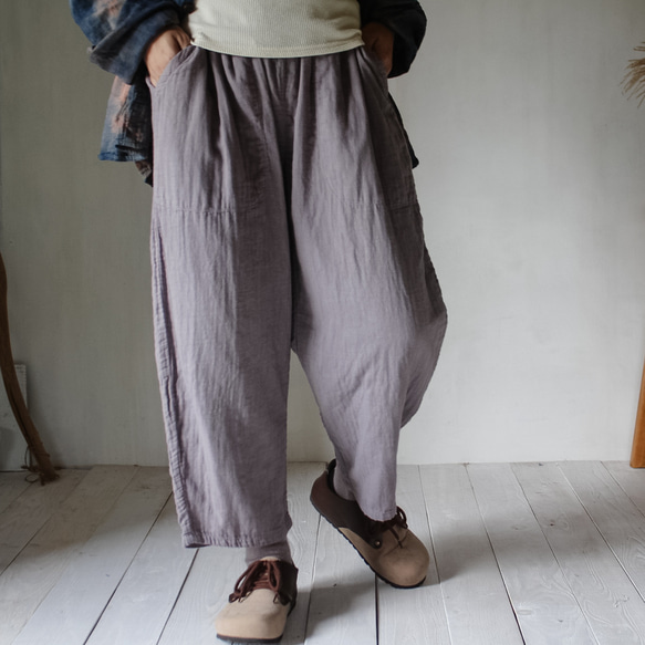 旅帰り / 淡藤色 草木染ガーゼパンツ 4枚目の画像