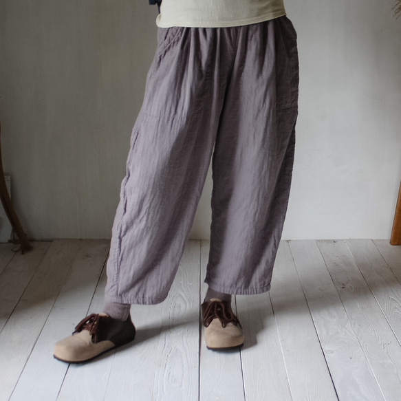 旅帰り / 淡藤色 草木染ガーゼパンツ 6枚目の画像