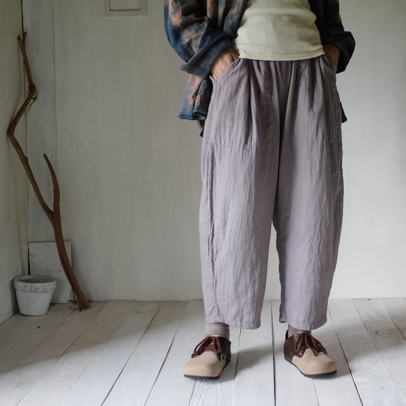 旅帰り / 淡藤色 草木染ガーゼパンツ 1枚目の画像