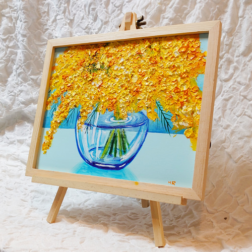 油絵 絵画 【ミモザの花】 絵画 HR 通販 14273427｜Creema