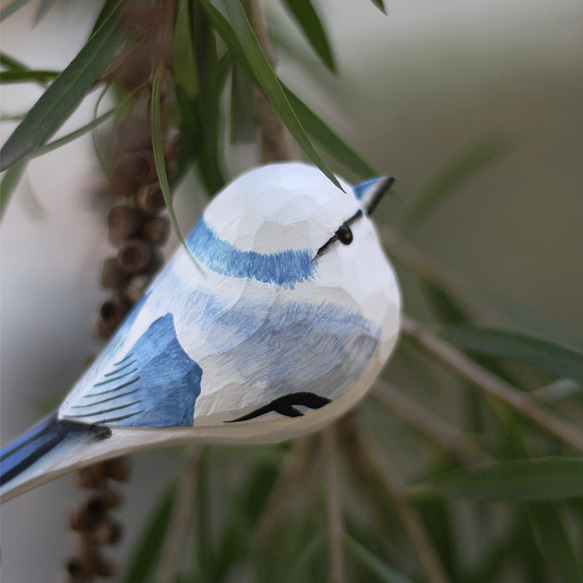 【受注制作】鳥好きさんへのプレゼント 置物 木彫り 文鳥 天然木 彫刻 1枚目の画像