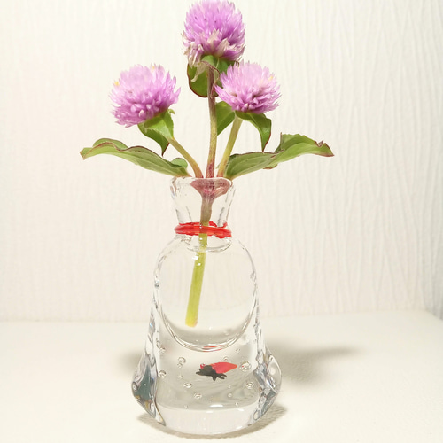 金魚の一輪挿し 中サイズ 赤 一輪挿し・花瓶・花器 KJ's Glass
