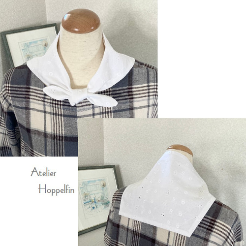 ネッククーラー COOLMAX 花柄 刺繍 グリーン×ブラック ハンドメイド