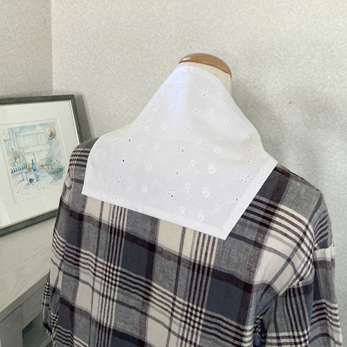 ネッククーラー サッカー生地 バラ柄 刺繍 ミントグリーン ハンドメイド ネッククーラー サッカー生地 バラ柄 刺繍 ミントグリーン