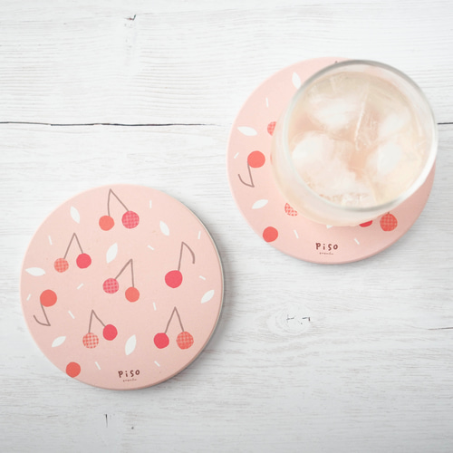 憧れのさくらんぼの吸水コースター コースター piso/ピソ 通販