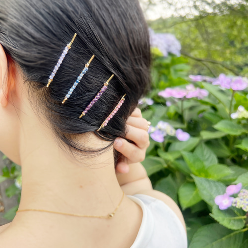 大人 ヘアピン 】 天然石 エメラルド グリーン 緑 5月誕生石 ヘアピン