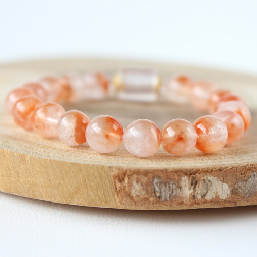 ハイクオリティ　ピンクオレンジファントムブレスレット　ピンクファントム ピンクファントムクォーツ ブレスレット 14.3㎜ 5A | 天然石