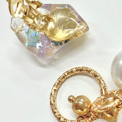 dry flower nuance stone×random pearl earring（clear-lavender） 6枚目の画像
