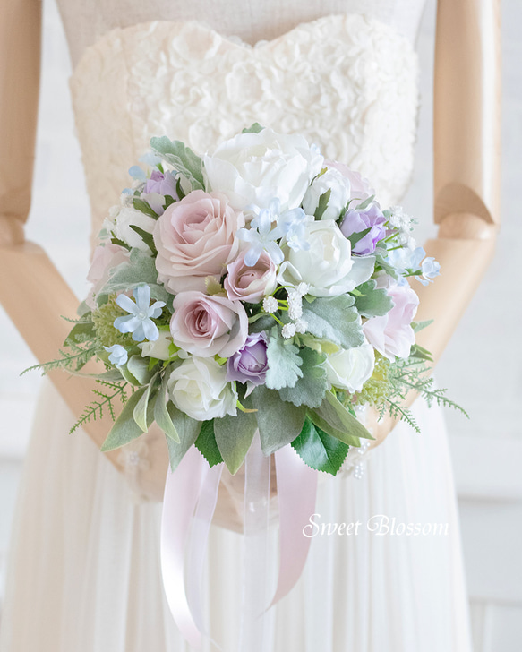 オーダーメイド】クラッチブーケ・ブートニア・ヘッドパーツ3点セット  