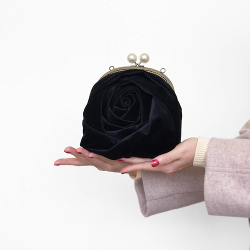 薔薇 がまぐち バラ大玉がま口ポーチ 大人女子 ショルダーバッグ 妻