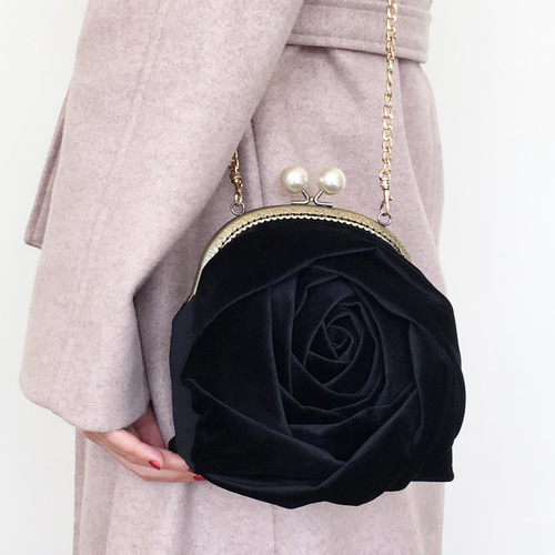 薔薇 がまぐち バラ大玉がま口ポーチ 大人女子 ショルダーバッグ 妻