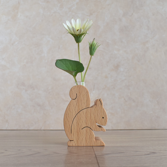 木の一輪挿し リス 一輪挿し・花瓶・花器 Woodcraft-N 通販 14274932