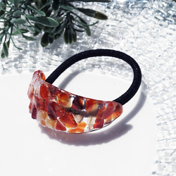 シュシュ  ヘアゴム  パワーストーンシュシュ  カーネリアン×シトリン シュシュ ヘアゴム パワーストーンシュシュ カーネリアン×シトリン