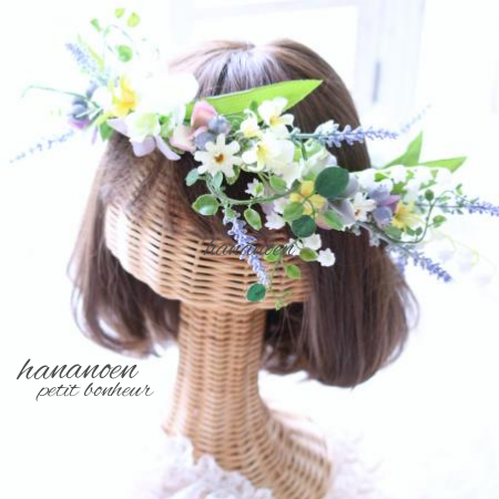 爽やかなラベンダーと可愛らしいすずらんの花冠　ガーランド　リース♡