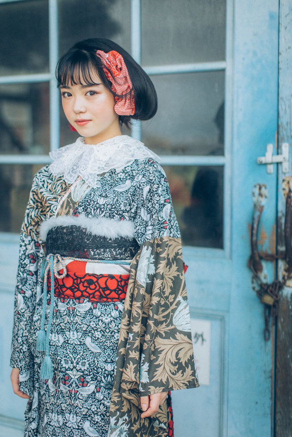 ウィリアムモリス浴衣 黒 子供服 moemusisan 通販 15467134