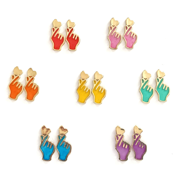 推し色指ハートピアス(イヤリング)/赤/推し活/韓国/大人可愛い/春/ご褒美/推しカラー 6枚目の画像