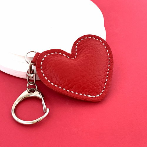 本革ぷっくり推し色ハートキーホルダー/赤/推し活/大人可愛い/春/ご