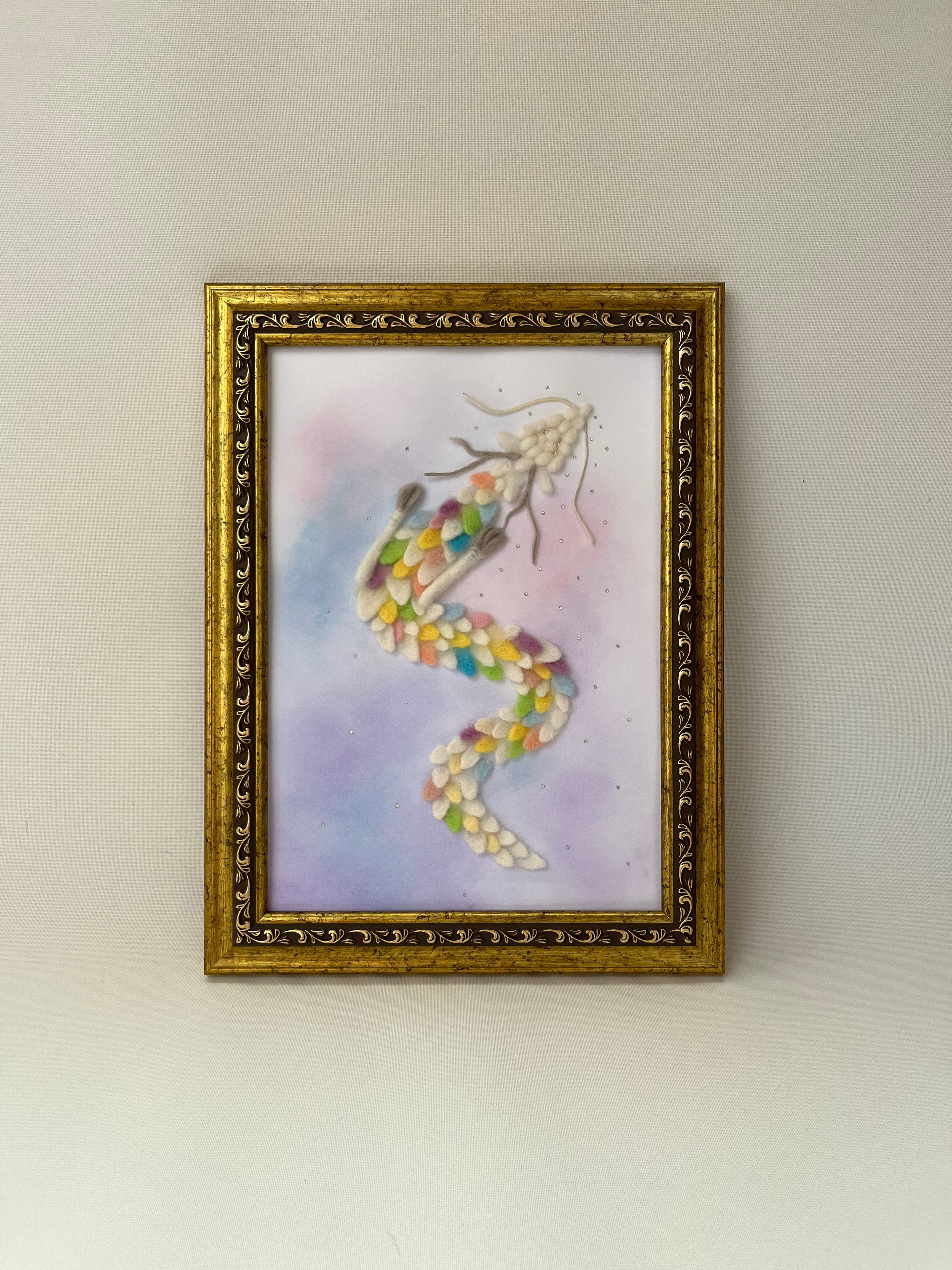 AIKA FELT 羊毛フェルト絵画 額絵「季節の変遷」 壁掛け/置き