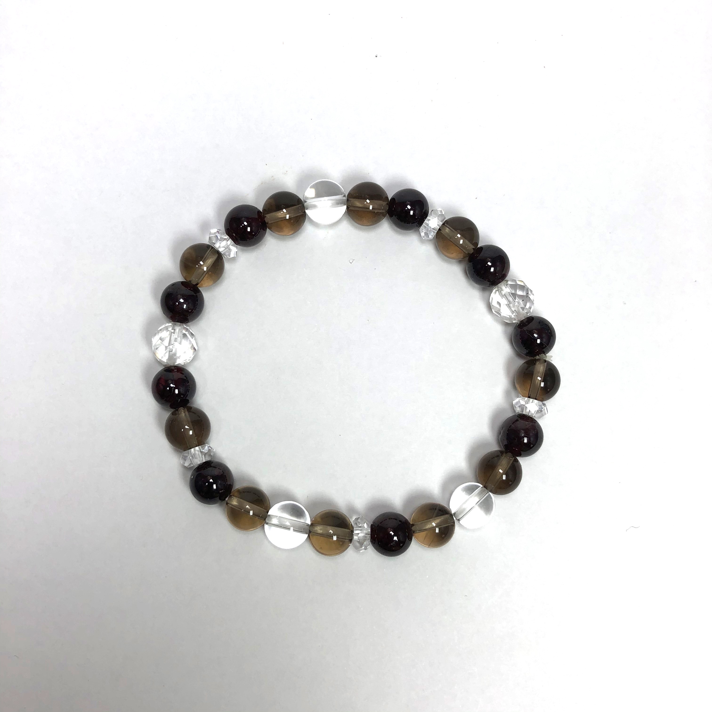 ガーネット×スモーキークォーツ×水晶ブレスレット