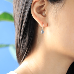 十一月生日石單顆藍色托帕石（Briolette 切割）K10 耳環 ~ESPOIR~ 第4張的照片