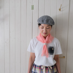 linen houndstooth check scarf blue or pink 第12張的照片