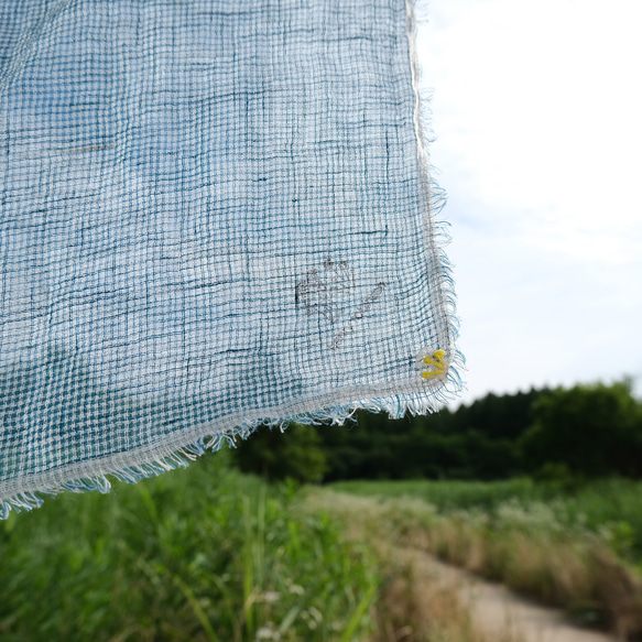 linen houndstooth check scarf blue or pink 第19張的照片