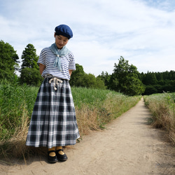 linen houndstooth check scarf blue or pink 第14張的照片