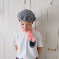 linen houndstooth check scarf blue or pink 第2張的照片