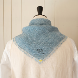 linen houndstooth check scarf blue or pink 第11張的照片