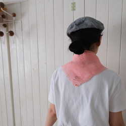 linen houndstooth check scarf blue or pink 第15張的照片