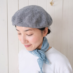 linen houndstooth check scarf blue or pink 第4張的照片