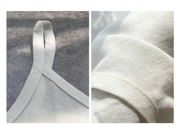 オプションのXLサイズ Vネック女性用リネンコットンキャミソール スリングの調節可能な長さ 7枚目の画像