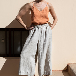 オプションのXLサイズ Vネック女性用リネンコットンキャミソール スリングの調節可能な長さ 11枚目の画像